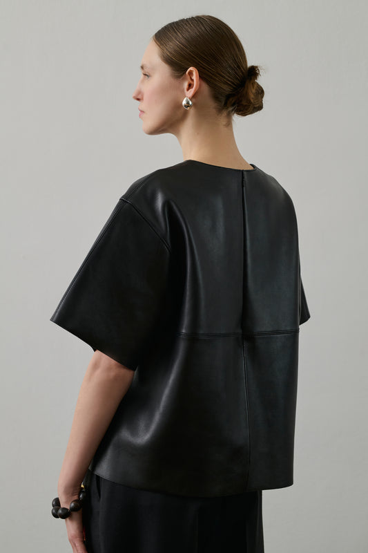 Blouse Frieda - Noir - Cuir - Femme