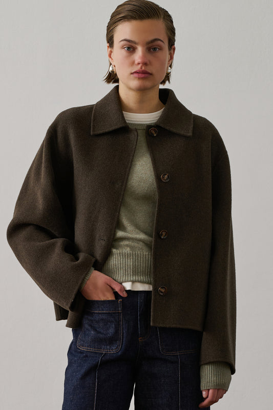 Manteau Gyoda - Kaki Brun - Laine - Femme