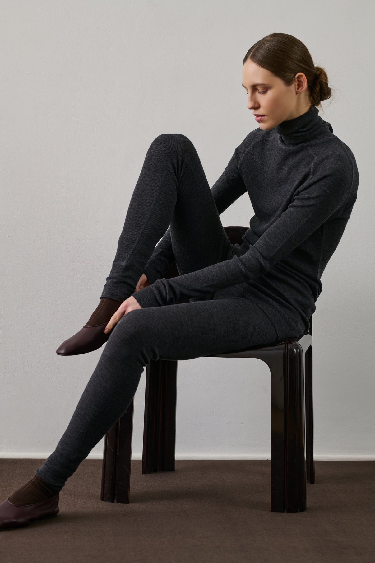 Legging Gill - Gris Chiné Foncé - Laine - Femme vue 3