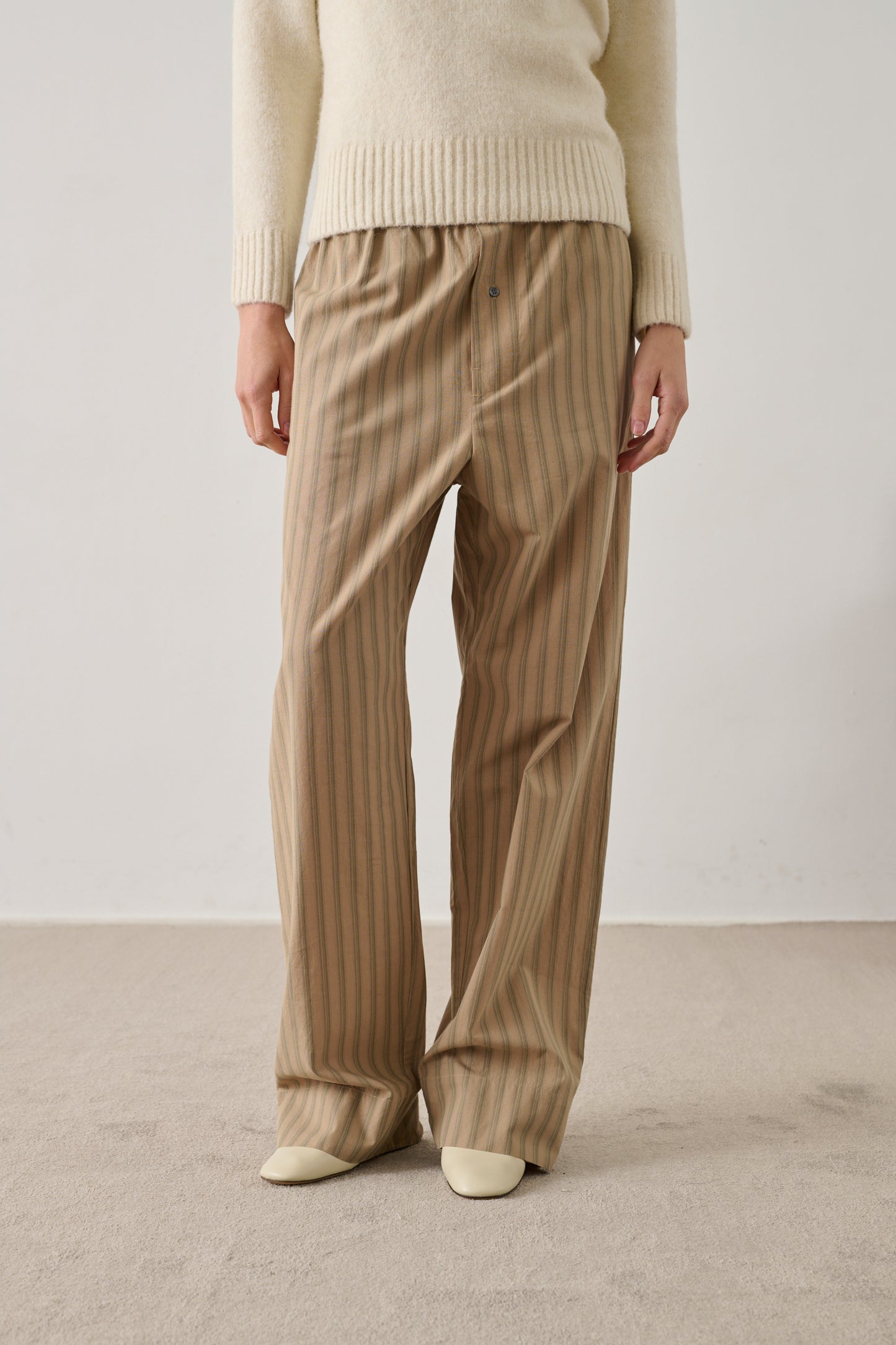 Pantalon Harlan - Beige Vert - Coton - Femme